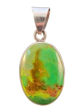 Oval Sterling Royston Green Turquoise Brown Matrix Pendant